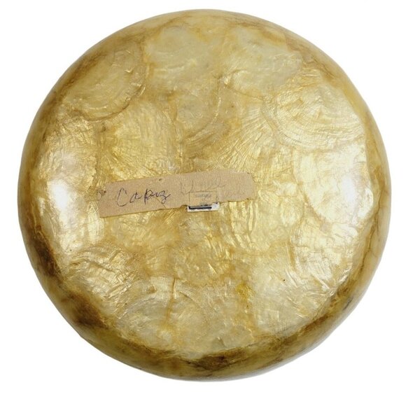 Vintage Golden Large Capiz Shell Bowl 10" Made In The Philippines Home Decor - Picture 4 of 4